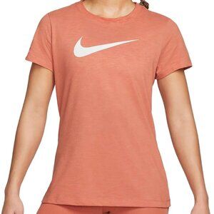 Nike Women's Orange White Dri-Fit Swoosh Casual Pullover T-Shirt Size 1X